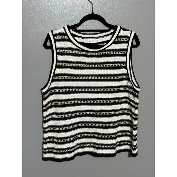 Nine West Tops - NWOT Nine West Crocheted Tank Top XXL with Black Tank Underlay Black, Gold White